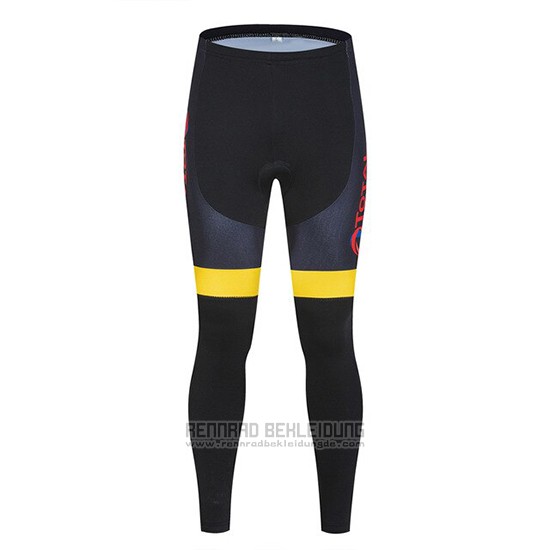 2019 Fahrradbekleidung Direct Energie Shwarz Gelb Trikot Langarm und Tragerhose